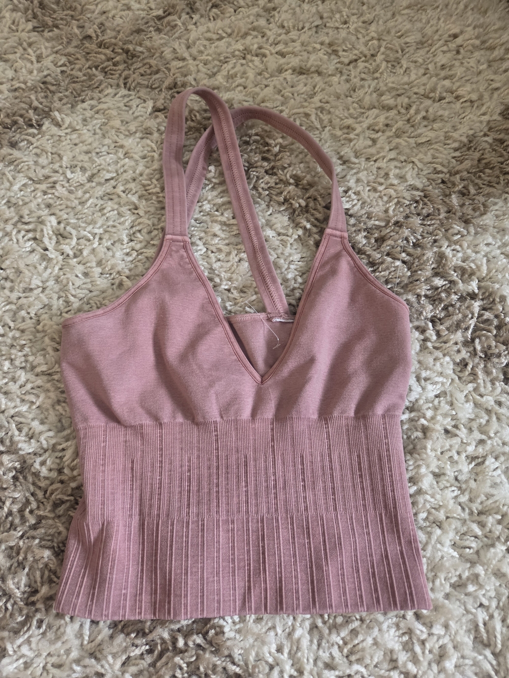 FP Movement by Free People Dusty Rose Ribbed V-Neck Tank
